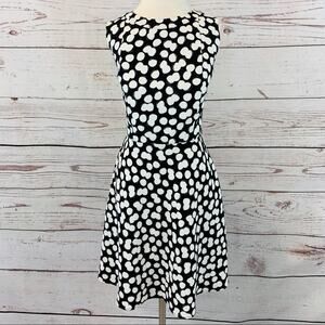 AB Studio fit and flare black and white dot dress